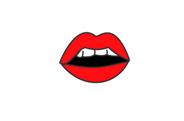 Vector of a red woman lips showing teeth.