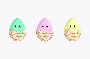 Vector of some easter eggs painted as if they were ice cream.