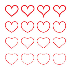 Hearts Icons Set. St. Valentines Day, February. Can be used for medicine or fitness.