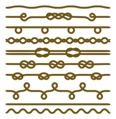 Set of Rope and knots. Decorative elements. Vector illustration collection.