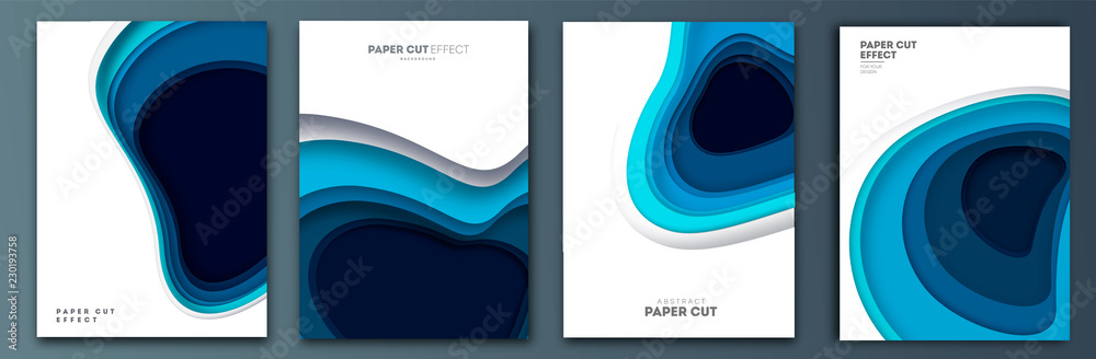 Wall mural abstract colorful background with paper curved relief layers. vector illustration. material design. 