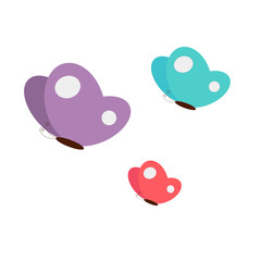 Simple vector of flying butterflies of lilac, pink and blue.