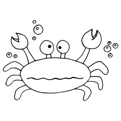 Crab icon. Vector illustration of cartoon crab. Hand drawn funny crab.