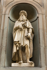 Leonardo da Vinci monument in Florence, Italy