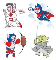 Funny pigs as movie stars