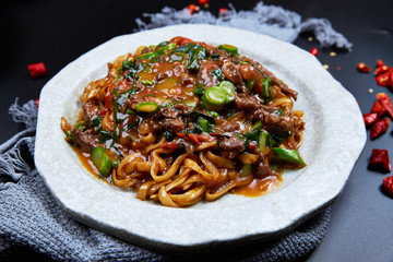 Wet stir fried beef with rice flour