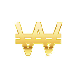 Golden won symbol isolated web vector icon. won trendy 3d style vector icon. Golden won currency sign