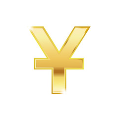 Obraz premium Golden yuan symbol isolated web vector icon. yuan trendy 3d style vector icon. Golden Yuan currency sign