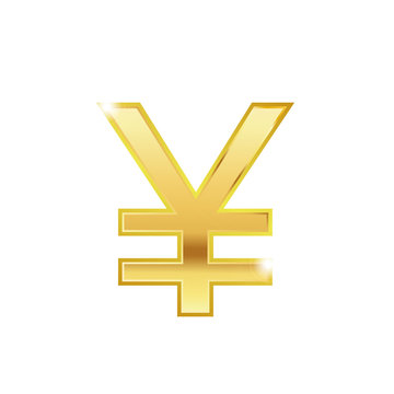Golden yen symbol isolated web vector icon. Yen trendy 3d style vector icon.Golden yen currency sign