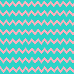 Vector of a background or patterned zig zag pink and turquoise stripes.