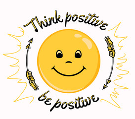 Be positive - decorative emblem with smile