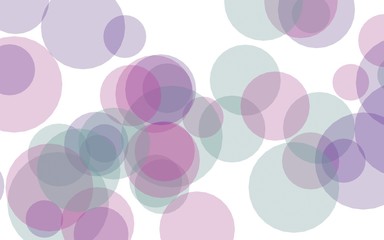 Multicolored translucent circles on a white background. Pink tones. 3D illustration