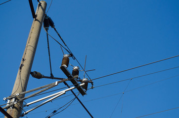 electric wires on the railway