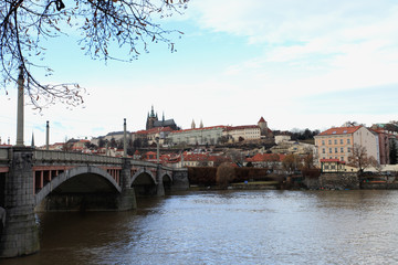 Prague. Beautiful bridge over the Vltava river