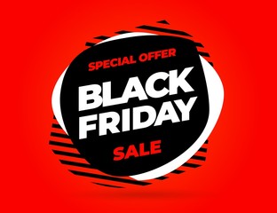 Black Friday sale inscription design template. Red banner Black Friday. Vector illustration eps 10.