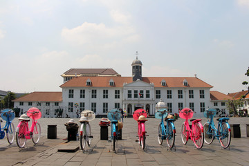 The colorful bicycles at Kota Tua (Old Town), a major tourist attraction in the city