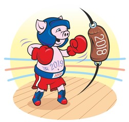 Funny pig as the New year symbol 