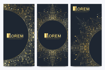 Chocolate bar packaging set. Trendy luxury product branding template with label pattern for packaging. Geometric abstract golden package with mandala. Connected line with dots. Vector illustration