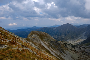 mountain panorama from top of Banikov peak in Slovakian Tatra mountains