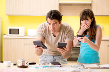 Young family struggling with personal finance