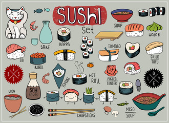 Sushi doodles collection