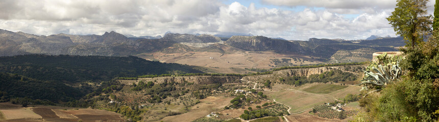 Fototapeta na wymiar Ronda, view from city terrace to landscape