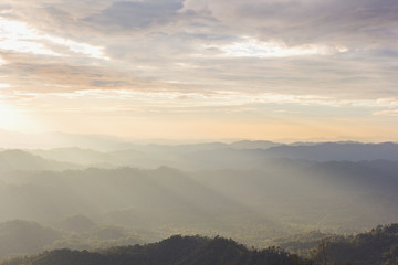 Nern Chang Suek background in sunrise is one of interesting places in Kanchanaburi because it is the view spot on the mountain