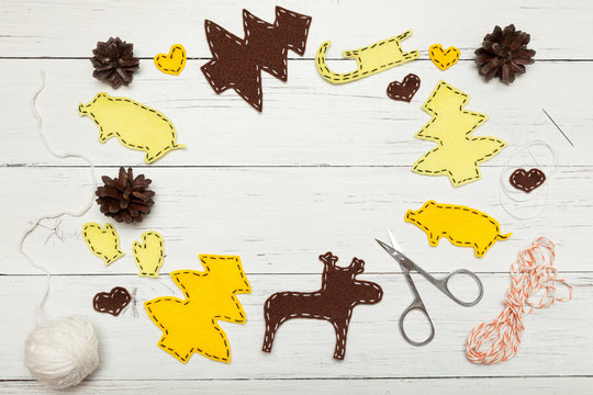 Christmas decoration background, yellow gift card.