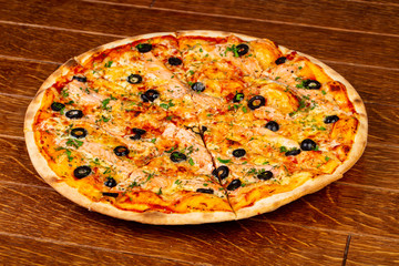 Pizza with salmon