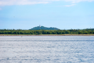 Unique Lighthouse church in Holy Ascension monastery of the Solovki monastery. View from White Sea, Russia © Konstantin