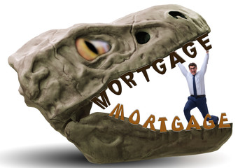 Businessman in the jaws of debt and loan