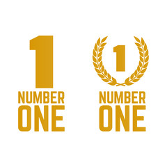 Number one retro labels. Set of one number logo. First place badge