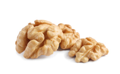 walnut kernels isolated on white background