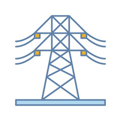 High voltage electric line color icon