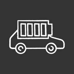 Fully charged electric car battery chalk icon