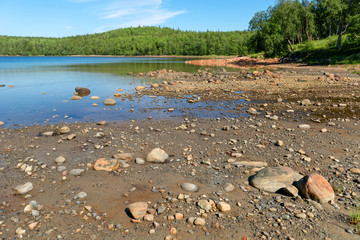 Sea bay near the Holy Trinity Anzersky skete of the Solovki monastery on the Anzersky island, the Solovki islands, Arkhangelsk region, Russia