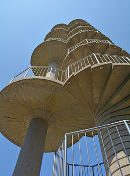 The Gonjace Observation Tower on Mejnik Hill in Primorska, Slovenia. Built in 1961, it is 23 metres high
