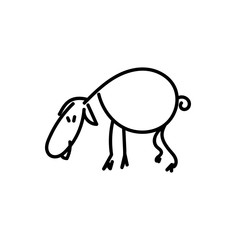 Cute cartoon vector sheep on the meadow. Funny lamb. Vector EPS10. Made in the style of line art.