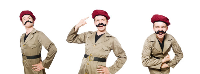 Funny soldier in military concept