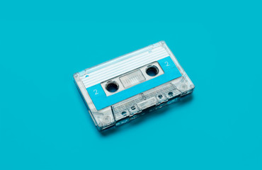 blue retro audio cassete