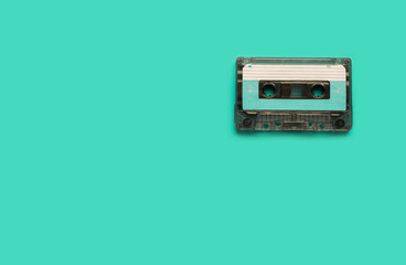 audio cassete on turquoise