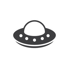 Simple UFO icon. Spaceship, alien symbol and sign vector illustration design. Isolated on white background
