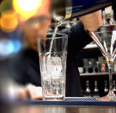 Abstract, blur, bokeh background, defocusing - image for the background. Bar.The concept of work bartender