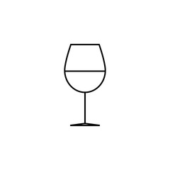 wine glass alcohol symbol vector black line on white background