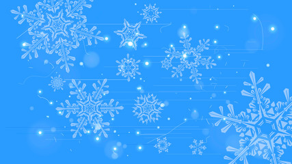 Obraz na płótnie Canvas Snowflakes and festive lights - vector background with beautiful snowflakes that merrily shine and shimmer in color space