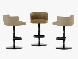 Three bar stools on a white background 3d rendering