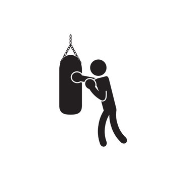 black boxer punching heavy bag clip art preview