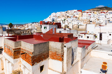 Beautiful view of white color medina o the Tetouan city, Morocco in Africa