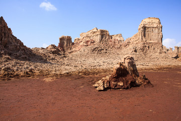 Valley with fantastic minerals formations at Dallol, Danakil Depression, Ethiopia, Africa