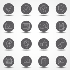 Fototapeta premium Simple Set of Approve Related Vector Line Icons. Contains such Icons as Thumbs up, Stamp, Check List and more. Thin line vector sign for website design and development, app development.